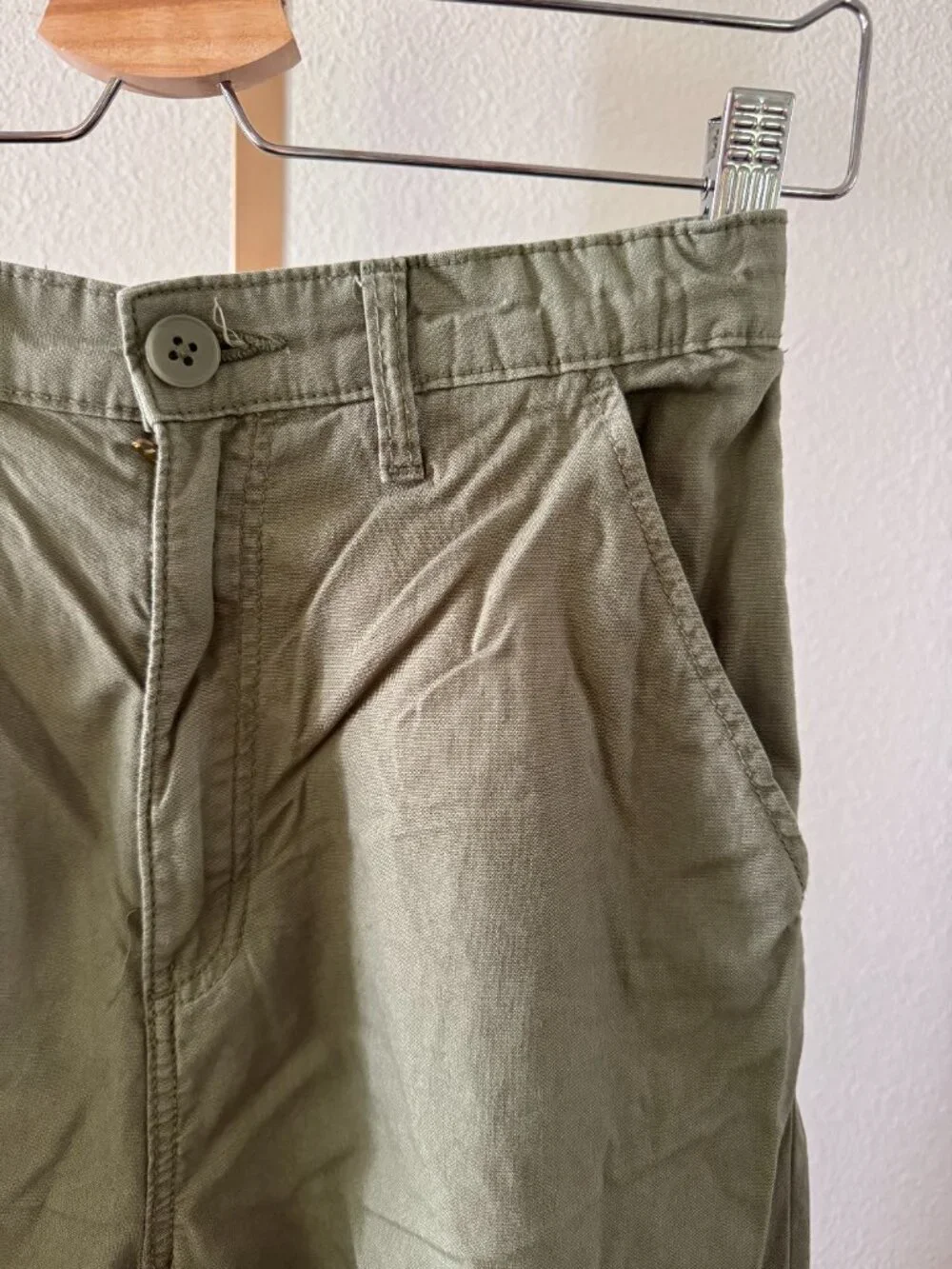 Kids Khaki Green Wide Leg Cargo Pants Youth 18 Petite